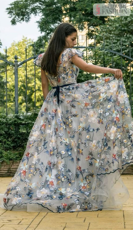 Gray Floral Gown