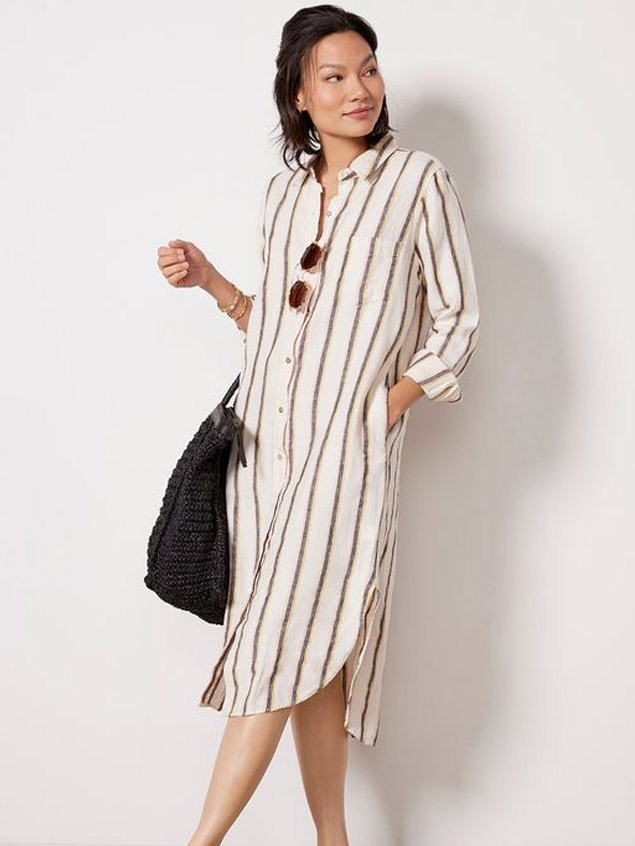 Laguna Striped Linen Midi Dress