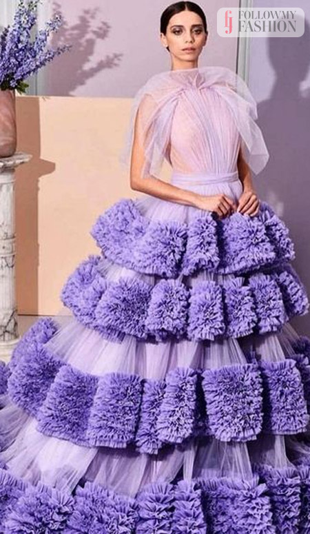 Purple Tulle And Silk Gown